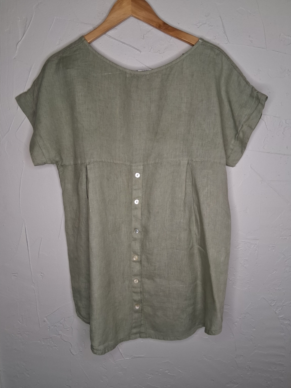 Terzo Millennio 100% Linen High Low Tunic Top Sage Green Made in Italy Boho - Picture 8 of 8